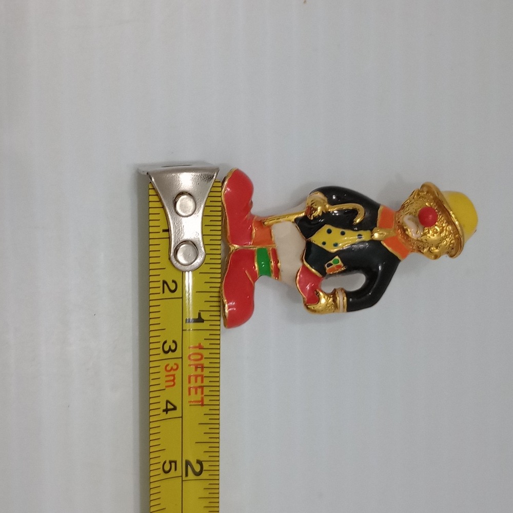 Vintage Clown Brooch Enamel‎ Gold Tone Figural Circus Pin 1 1/2 Inch - Picture 7 of 8